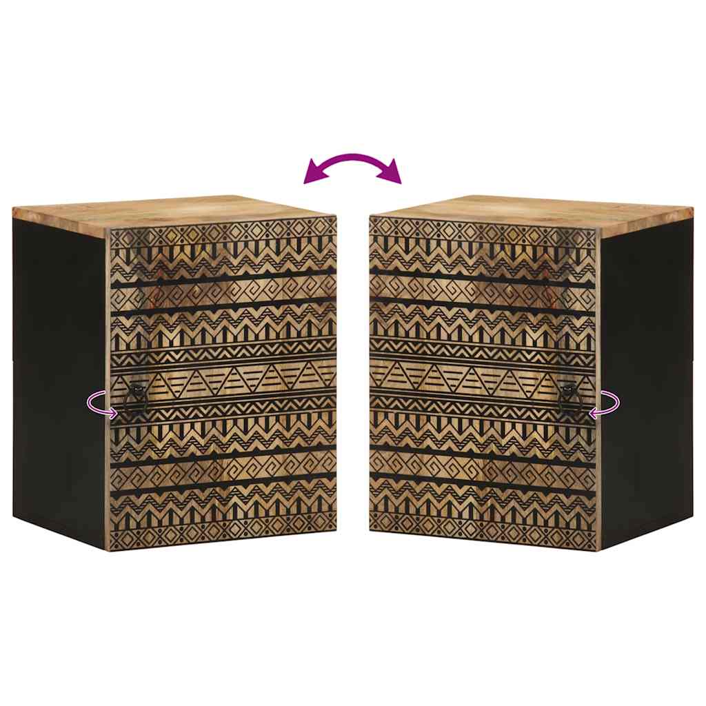 vidaXL κρεμαστό ντουλάπι μπάνιου μαύρο 38x33,5x48 cm μασίφ ξύλο Mango