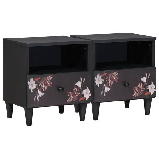 vidaXL Κομοδίνο 2 pcs Καφέ 40 x 33 x 46 εκ. Στερεό ξύλο μάνγκο