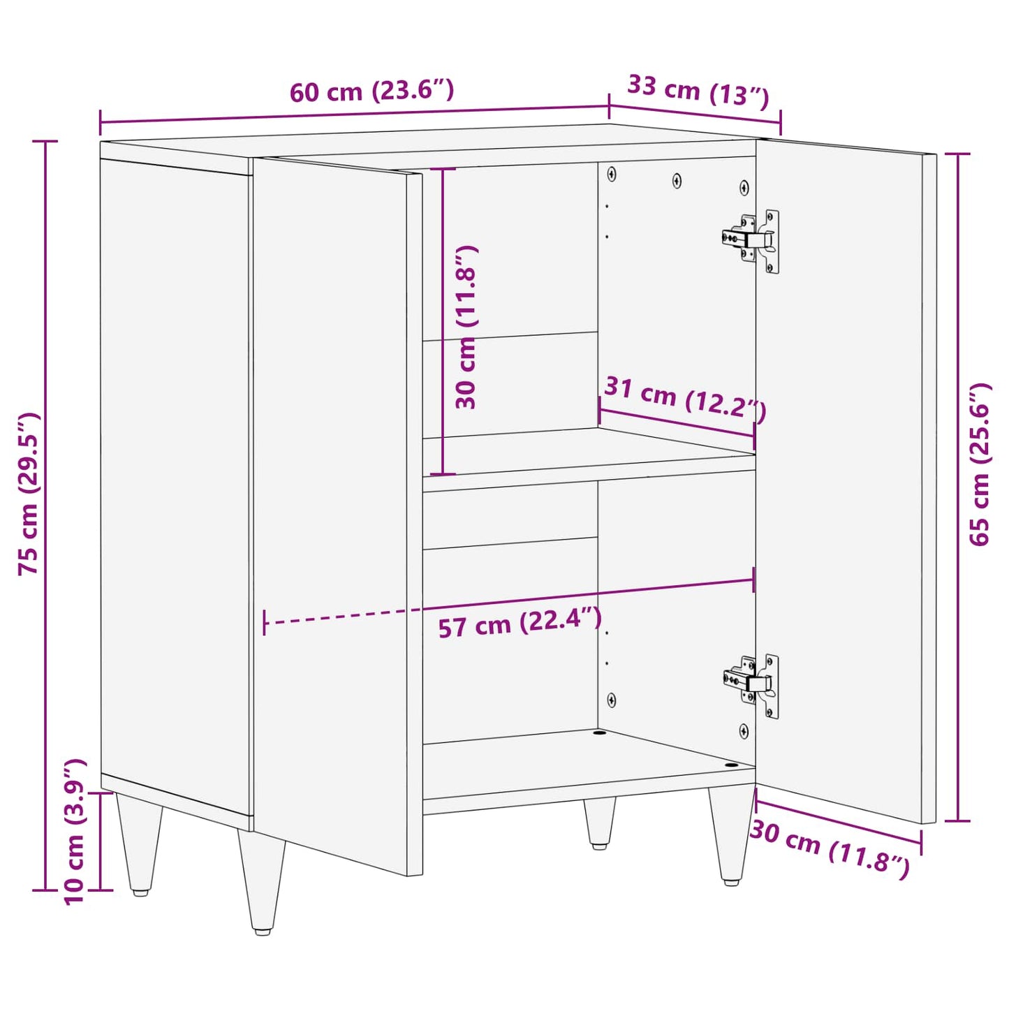 vidaXL Πλαϊνό γραφείο Καφέ 60 x 33 x 75 cm Στερεό ξύλο μάνγκο