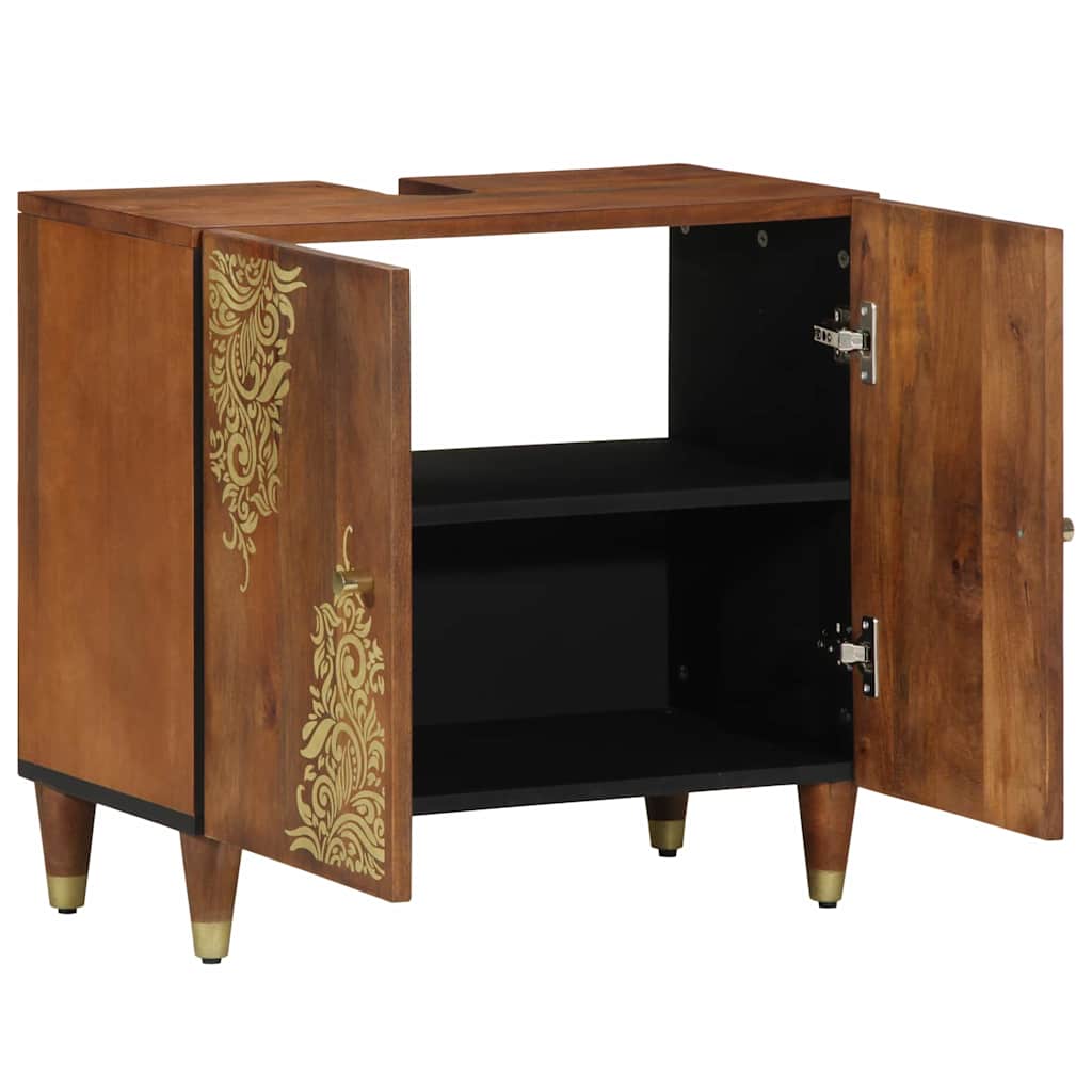 vidaXL Ντουλάπι νιπτήρα μπάνιου με πόρτα καφέ μελί 62 x 33 x 58 εκ.