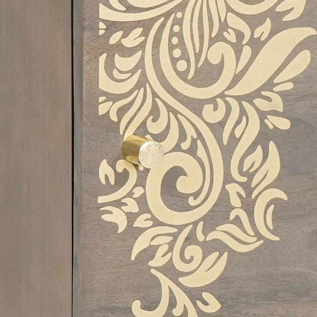 vidaXL Κομοδίνο με Πόρτα Γκρι 40 x 33 x 46 εκ. Στερεό ξύλο μάνγκο