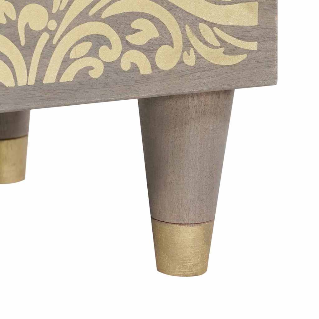 vidaXL Κομοδίνο με Πόρτα Γκρι 40 x 33 x 46 εκ. Στερεό ξύλο μάνγκο