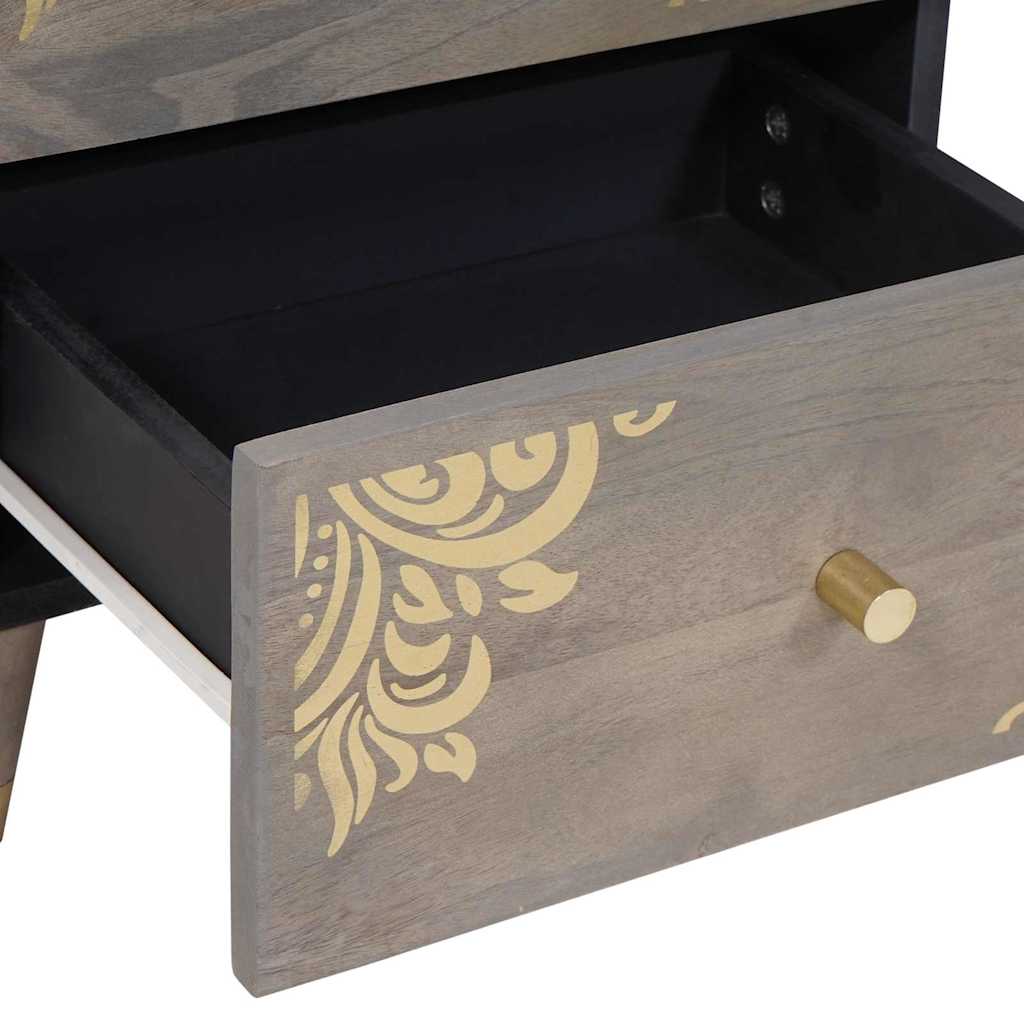 vidaXL Κομοδίνο με συρτάρι Γκρι 40 x 33 x 46 εκ. Στερεό ξύλο μάνγκο