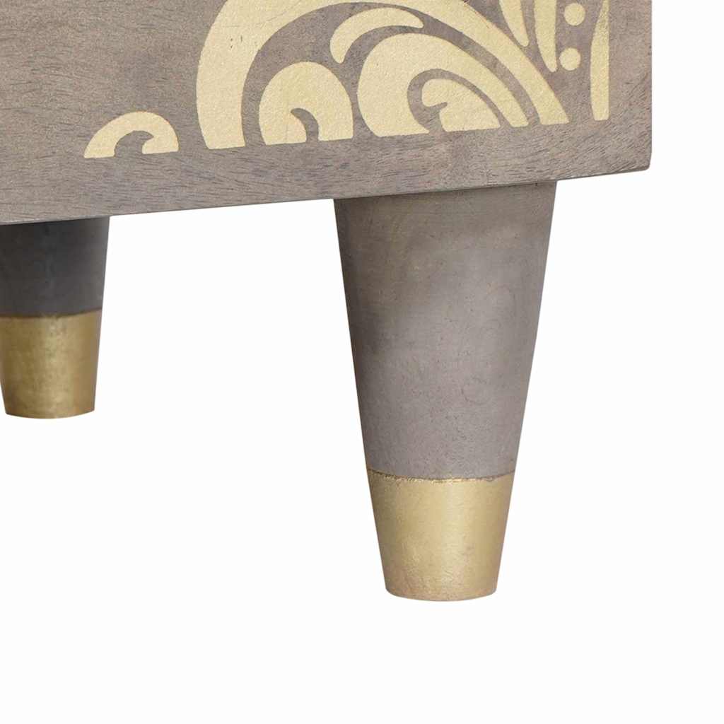 vidaXL Κομοδίνο με συρτάρι Γκρι 40 x 33 x 46 εκ. Στερεό ξύλο μάνγκο