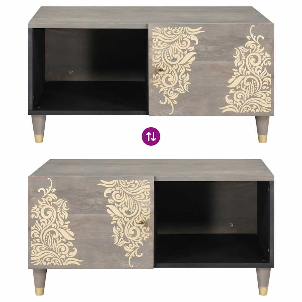 vidaXL Τραπεζάκι σαλονιού Γκρι 80 x 50 x 40 cm Στερεό ξύλο μάνγκο