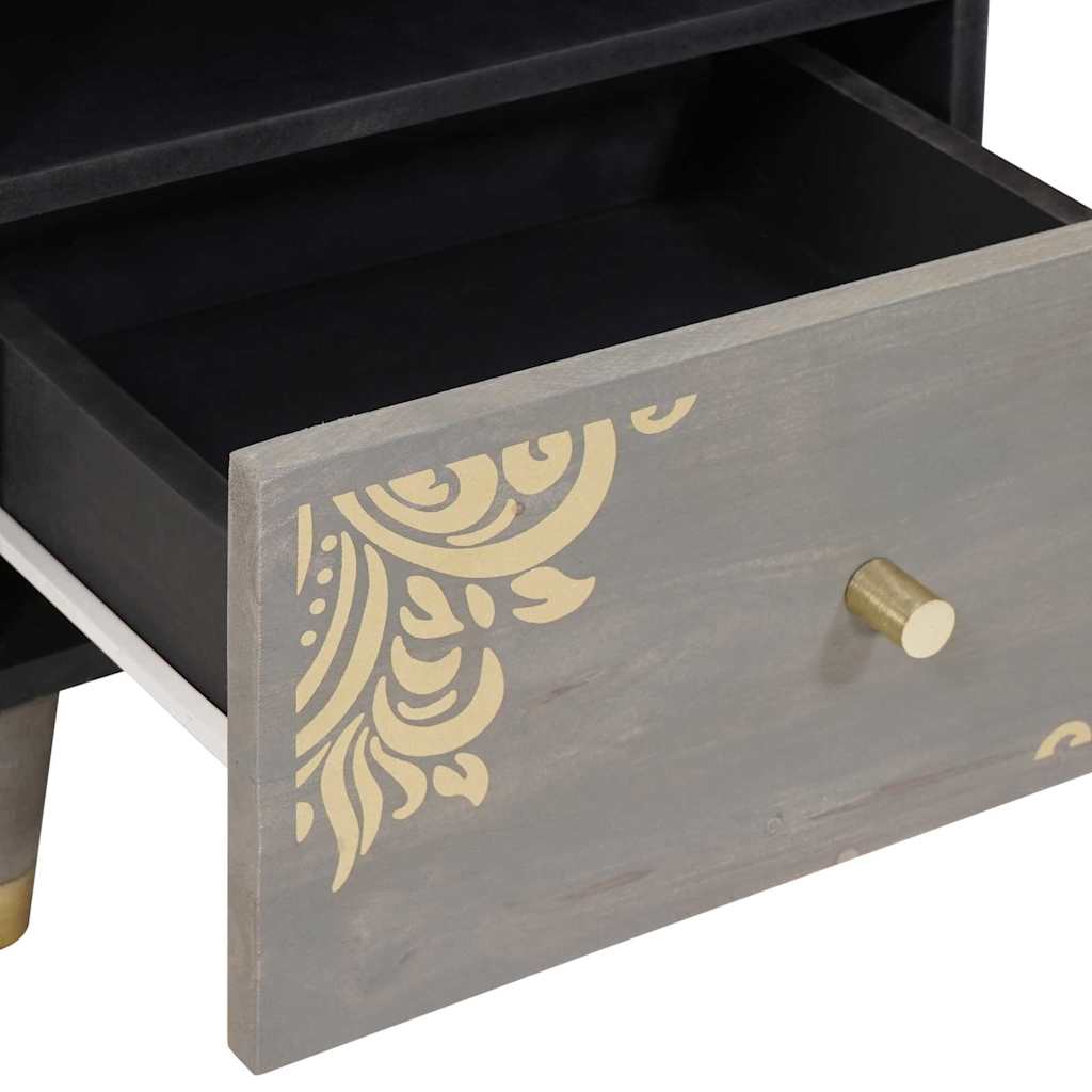 vidaXL Κομοδίνο 2 pcs Γκρι 40 x 33 x 46 εκ. Στερεό ξύλο μάνγκο