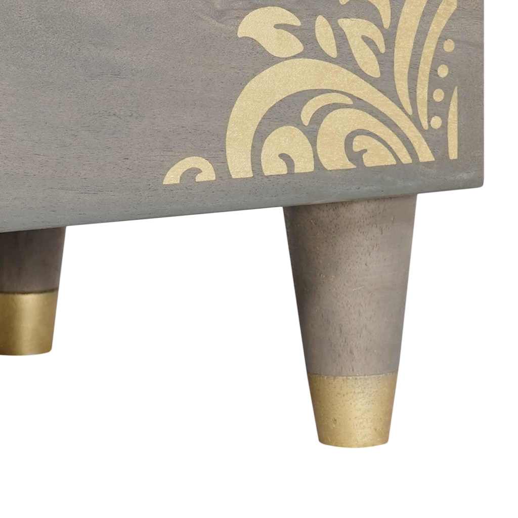 vidaXL Κομοδίνο με συρτάρι Γκρι 50 x 33 x 62 εκ. Στερεό ξύλο μάνγκο