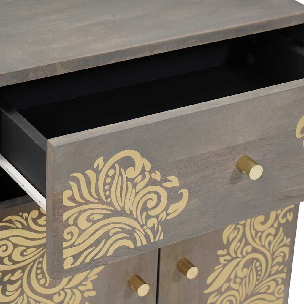 vidaXL Κομοδίνο με συρτάρι Γκρι 50 x 33 x 60 εκ Μασίφ ξύλο μάνγκο