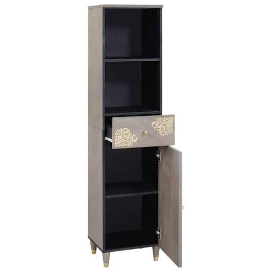 vidaXL Πλαϊνό γραφείο Γκρι 38 x 33.5 x 160 εκ Μασίφ ξύλο μάνγκο