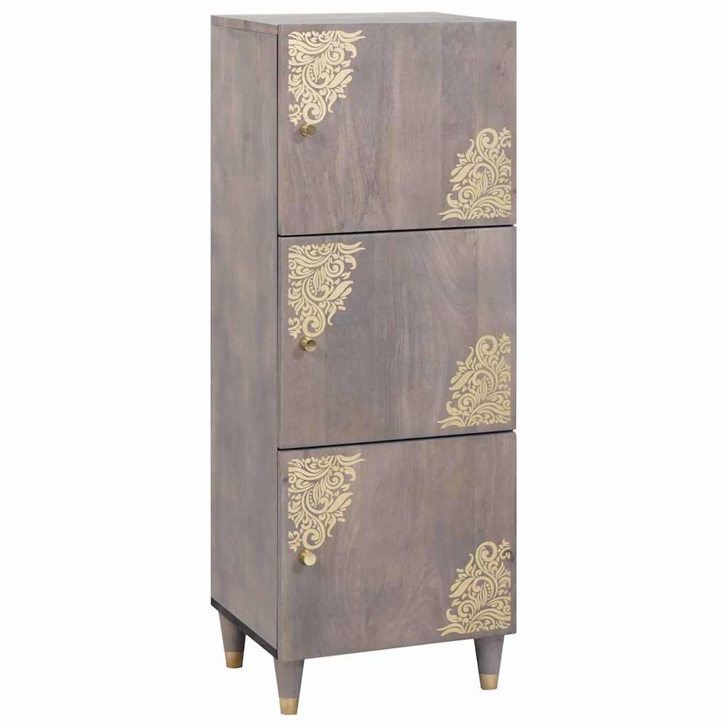 vidaXL Highboard Γκρι και Χρυσό 40 x 33 x 110 εκ Στερεό ξύλο μάνγκο