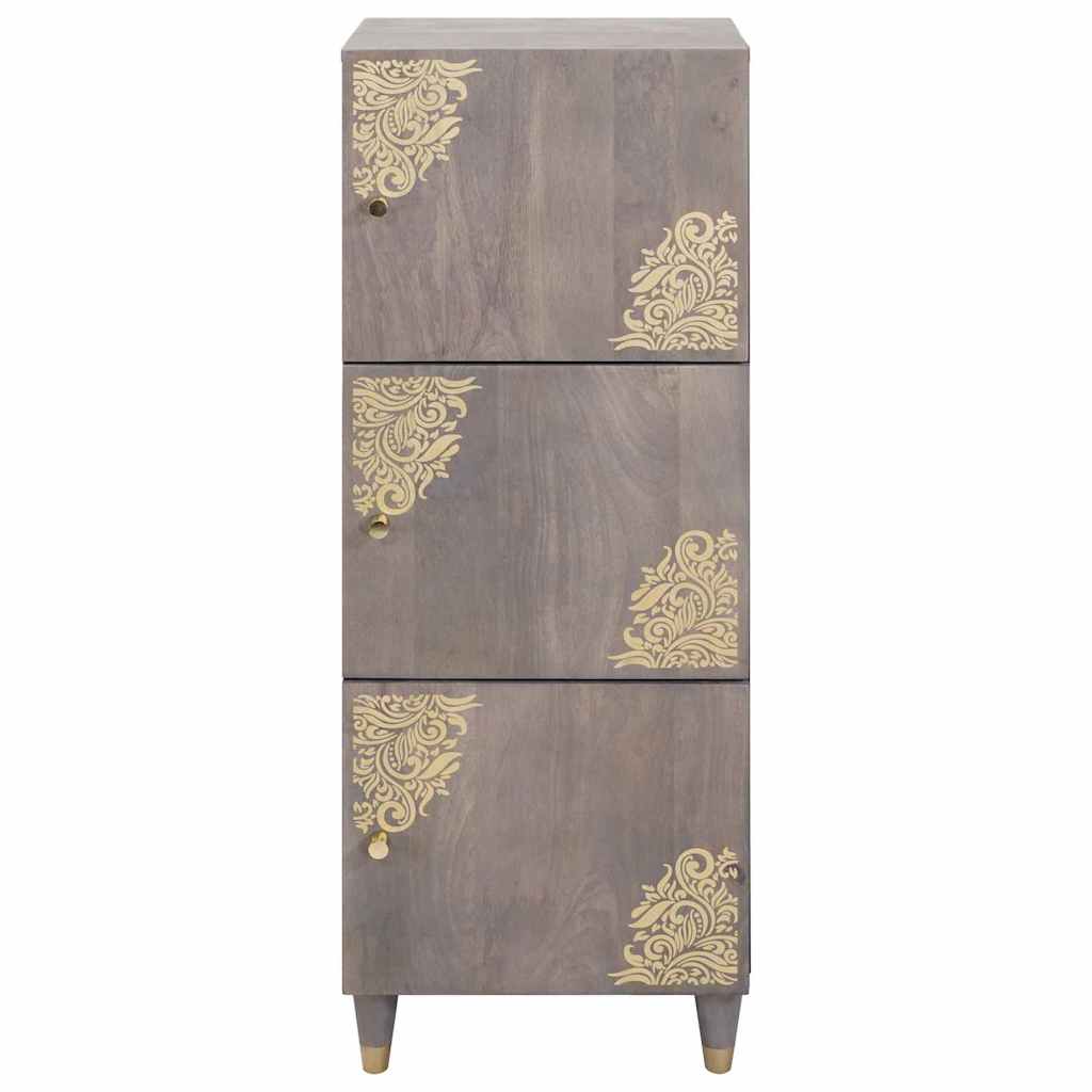 vidaXL Highboard Γκρι και Χρυσό 40 x 33 x 110 εκ Στερεό ξύλο μάνγκο