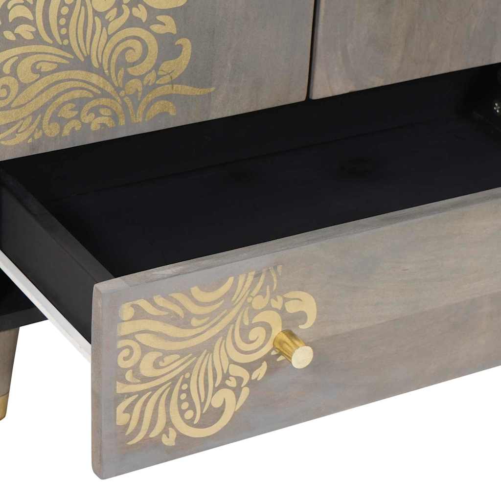 vidaXL Highboard Γκρι και Χρυσό 60 x 33 x 100 εκ. Στερεό ξύλο μάνγκο