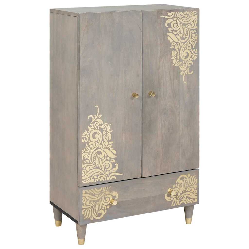 vidaXL Highboard Γκρι και Χρυσό 60 x 33 x 100 εκ. Στερεό ξύλο μάνγκο