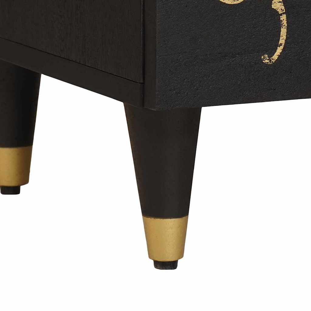 vidaXL Κομοδίνο με Πόρτα Μαύρο 40 x 33 x 46 εκ. Στερεό ξύλο μάνγκο