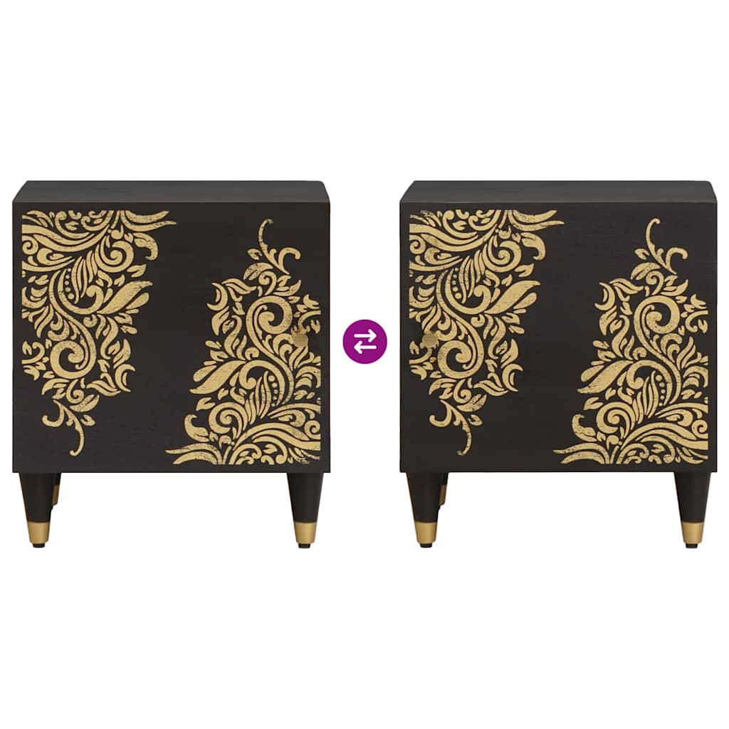 vidaXL Κομοδίνο με Πόρτα Μαύρο 40 x 33 x 46 εκ. Στερεό ξύλο μάνγκο