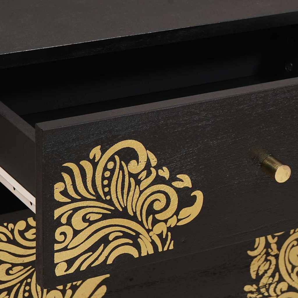 vidaXL Κομοδίνο με Πόρτα Μαύρο 50 x 33 x 60 εκ Στερεό ξύλο μάνγκο