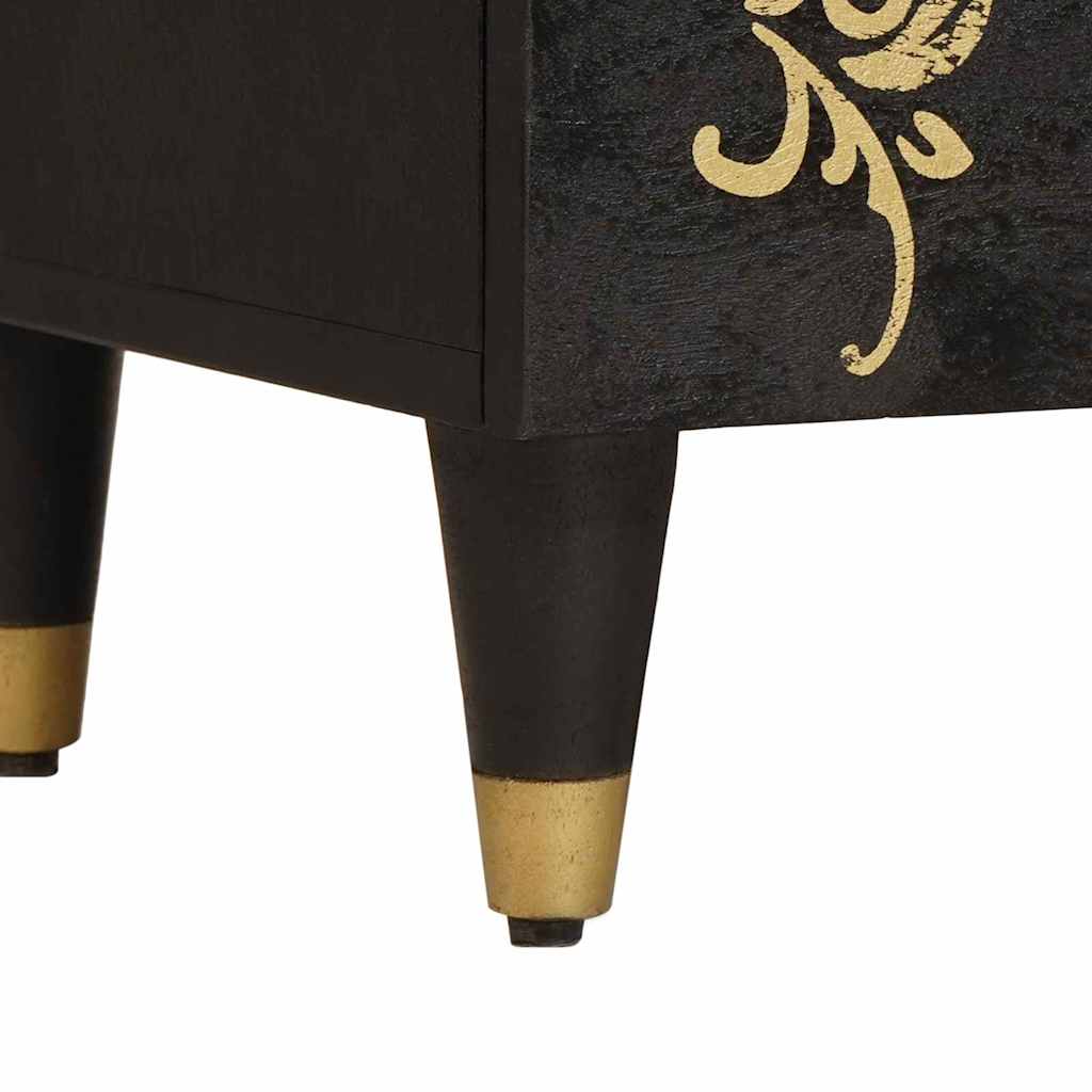 vidaXL Κομοδίνο με Πόρτα Μαύρο 50 x 33 x 60 εκ Στερεό ξύλο μάνγκο