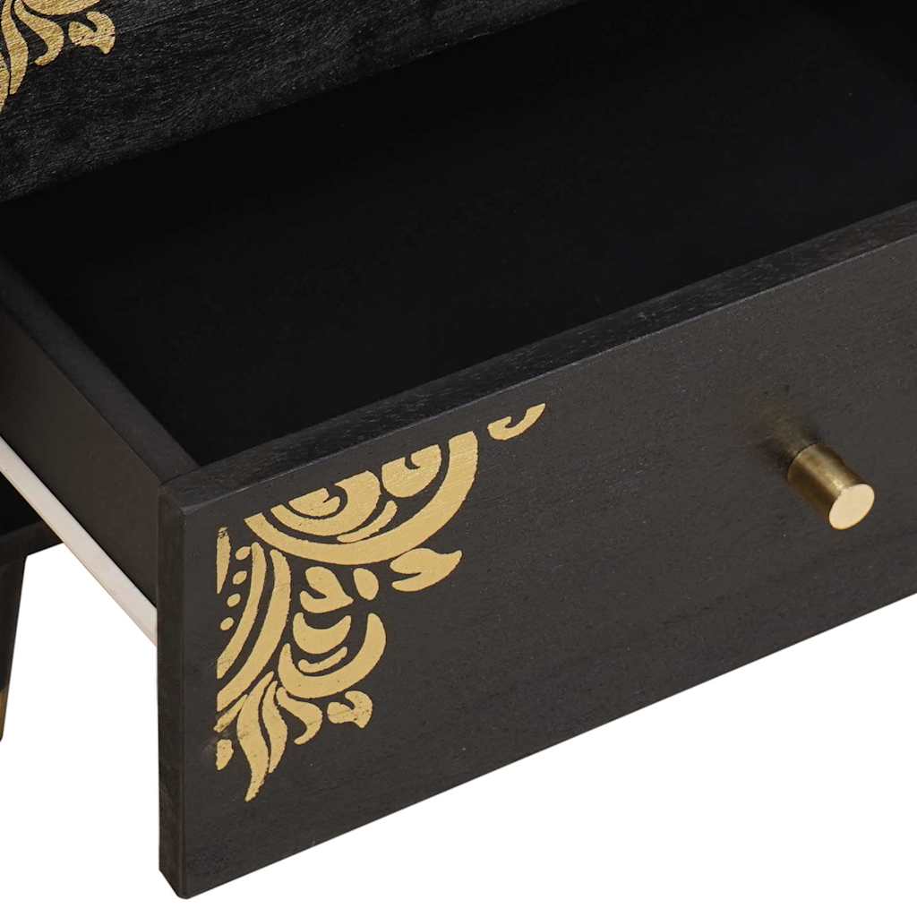 vidaXL Κομοδίνο με συρτάρι Μαύρο 50 x 33 x 62 εκ. Στερεό ξύλο μάνγκο