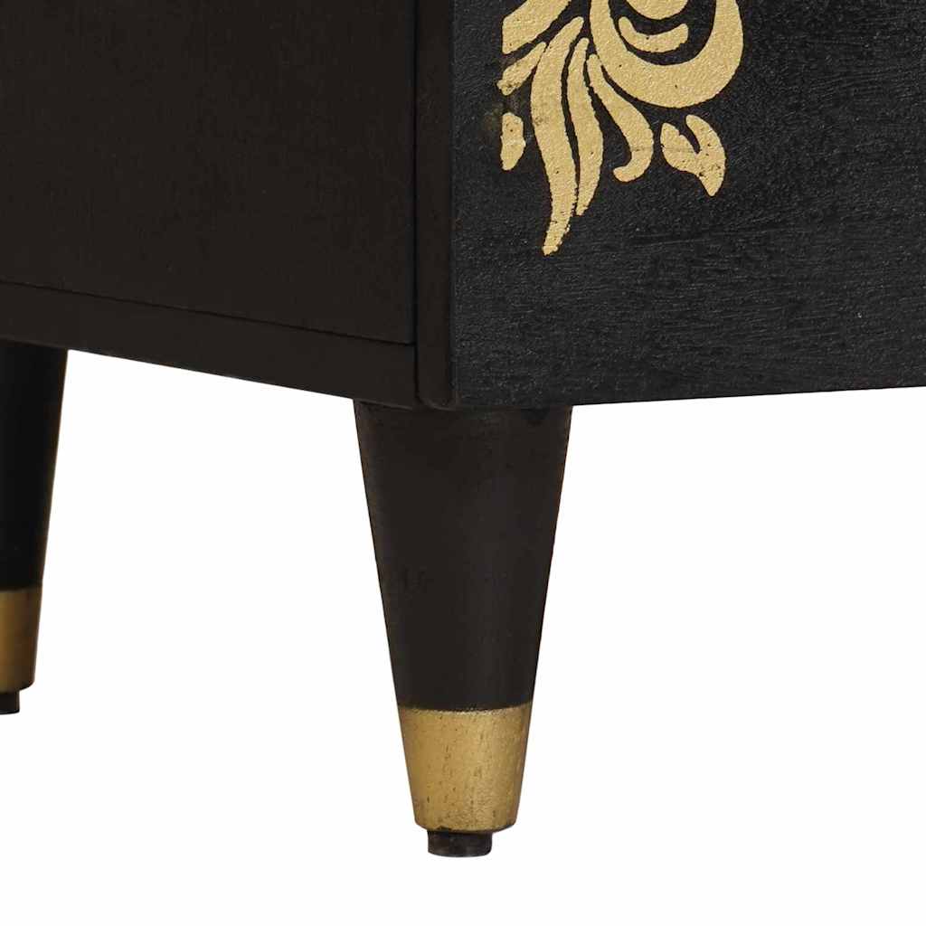 vidaXL Κομοδίνο με συρτάρι Μαύρο 50 x 33 x 62 εκ. Στερεό ξύλο μάνγκο