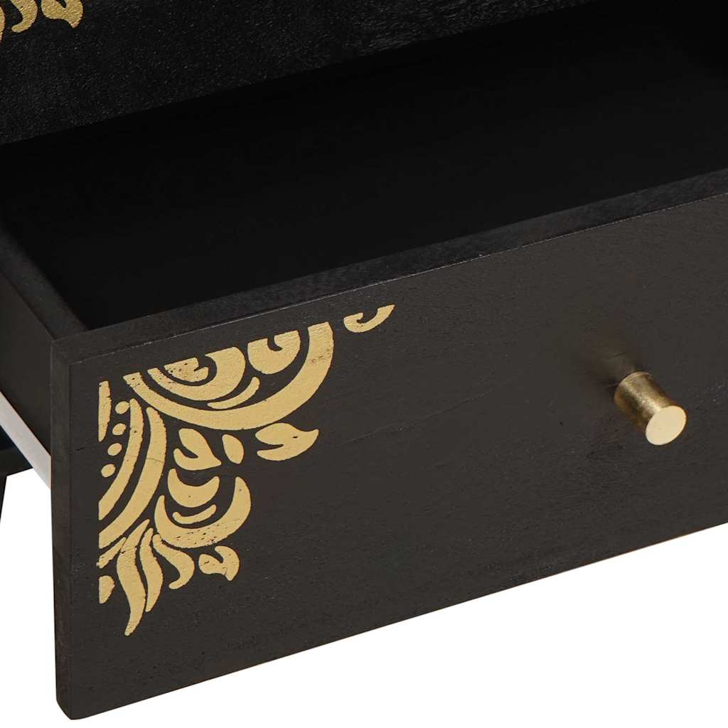 vidaXL Κομοδίνο με συρτάρι Μαύρο 50 x 33 x 62 εκ. Στερεό ξύλο μάνγκο