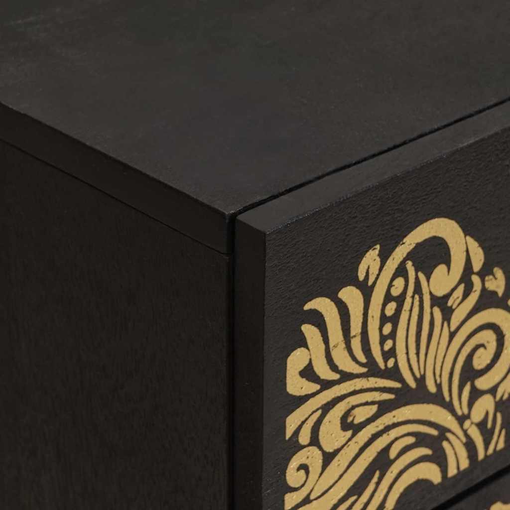 vidaXL Κομοδίνο με Πόρτα Μαύρο 50 x 33 x 60 εκ Στερεό ξύλο μάνγκο