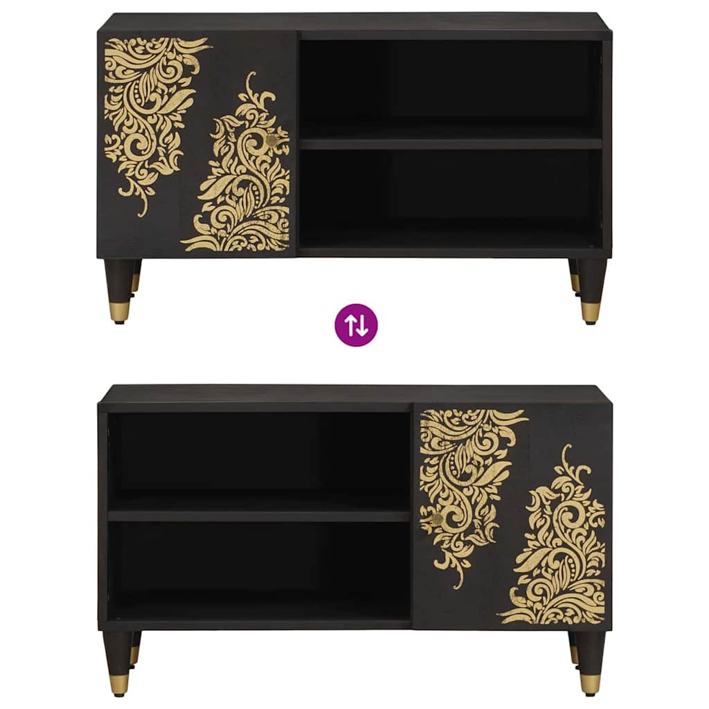 vidaXL Ντουλάπι TV με ράφι Μαύρο 80 x 33 x 46 εκ Στερεό ξύλο μάνγκο