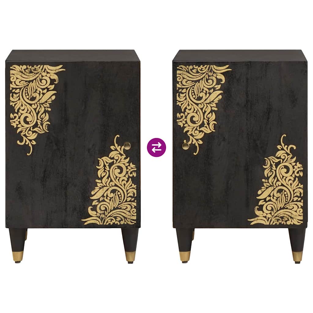 vidaXL Ντουλάπι Μπάνιου Μαύρο 38 x 33 x 58 εκ. Στερεό ξύλο μάνγκο