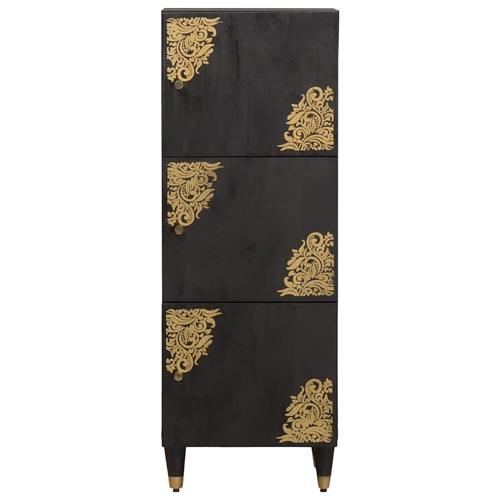 vidaXL Highboard με ράφι Μαύρο 40 x 33 x 110 εκ Στερεό ξύλο μάνγκο