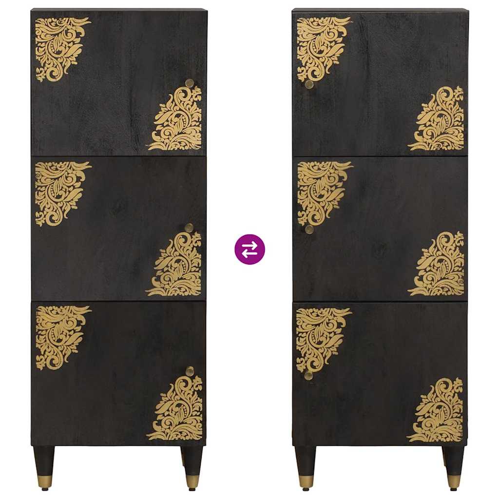 vidaXL Highboard με ράφι Μαύρο 40 x 33 x 110 εκ Στερεό ξύλο μάνγκο