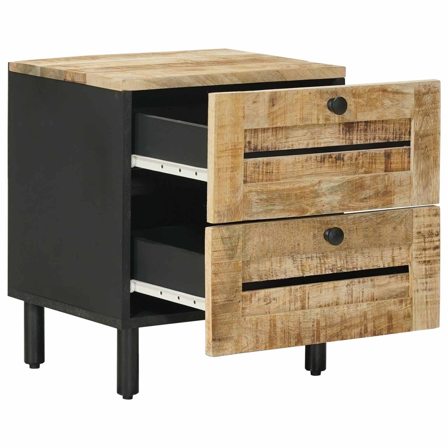 vidaXL Κομοδίνο 2 τμχ. Φυσικό 40 x 33 x 46 εκ. Στερεό ξύλο μάνγκο