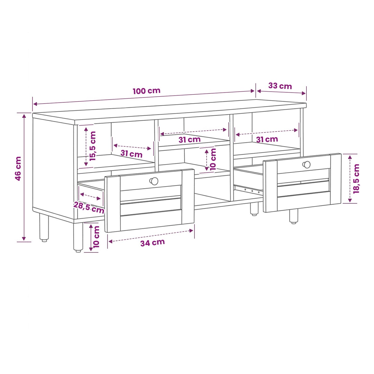 vidaXL Ντουλάπες Αποθήκευσης Φυσικό 100 x 33 x 46 εκ