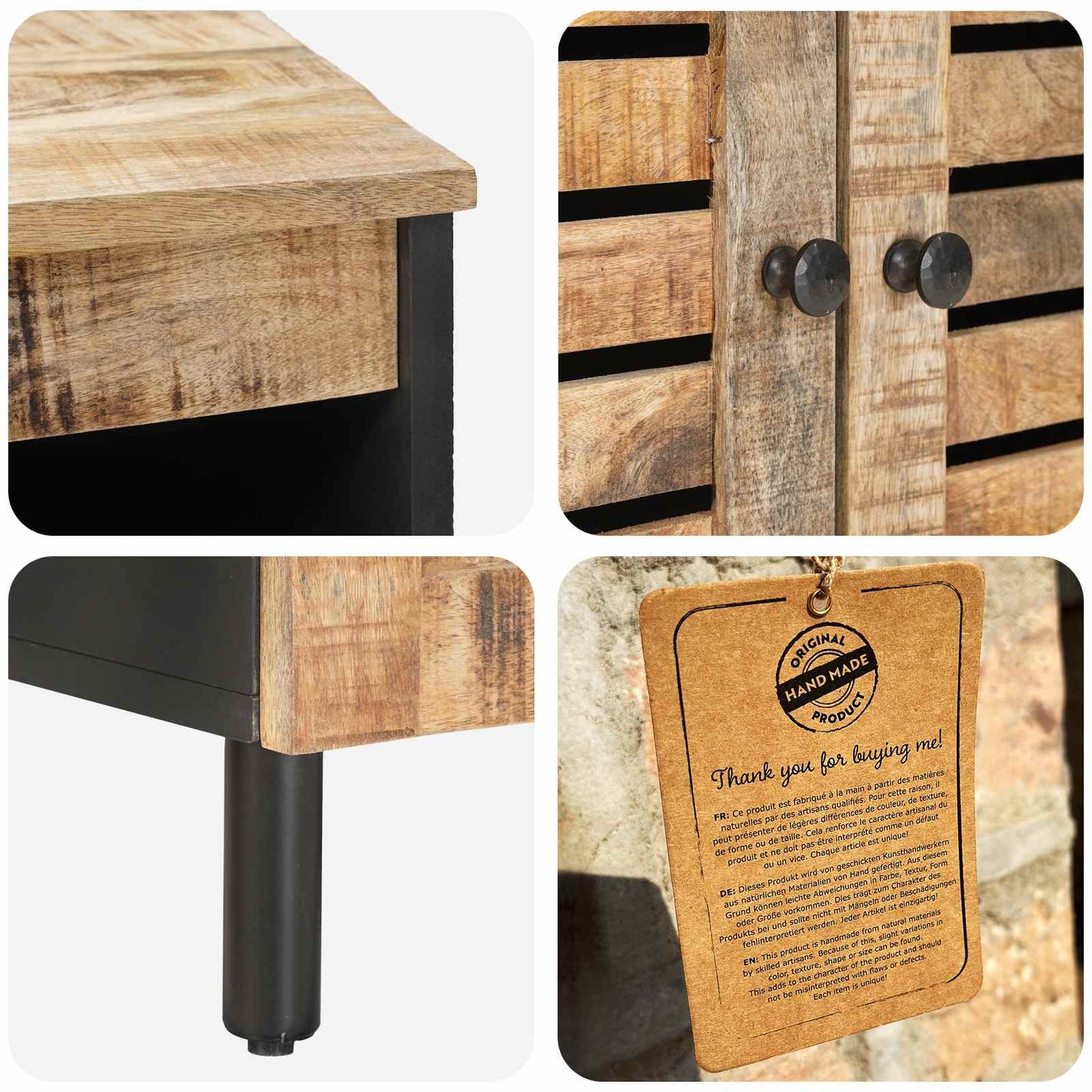 vidaXL Ντουλάπες Αποθήκευσης Φυσικό 60 x 33 x 75 cm Στερεό ξύλο μάνγκο