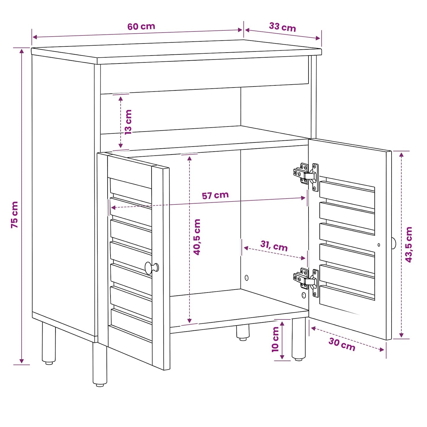 vidaXL Ντουλάπες Αποθήκευσης Φυσικό 60 x 33 x 75 cm Στερεό ξύλο μάνγκο