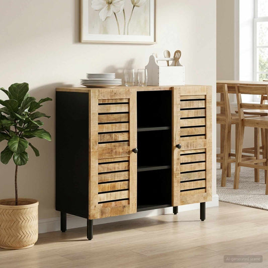 vidaXL Ντουλάπες Αποθήκευσης Φυσικό 90 x 33 x 75 εκ Στερεό ξύλο μάνγκο