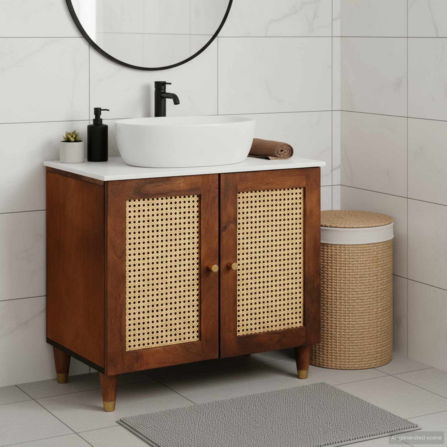 vidaXL Ντουλάπι νιπτήρα Καφέ 62 x 33 x 58 εκ. Επεξεργασμένο ξύλο