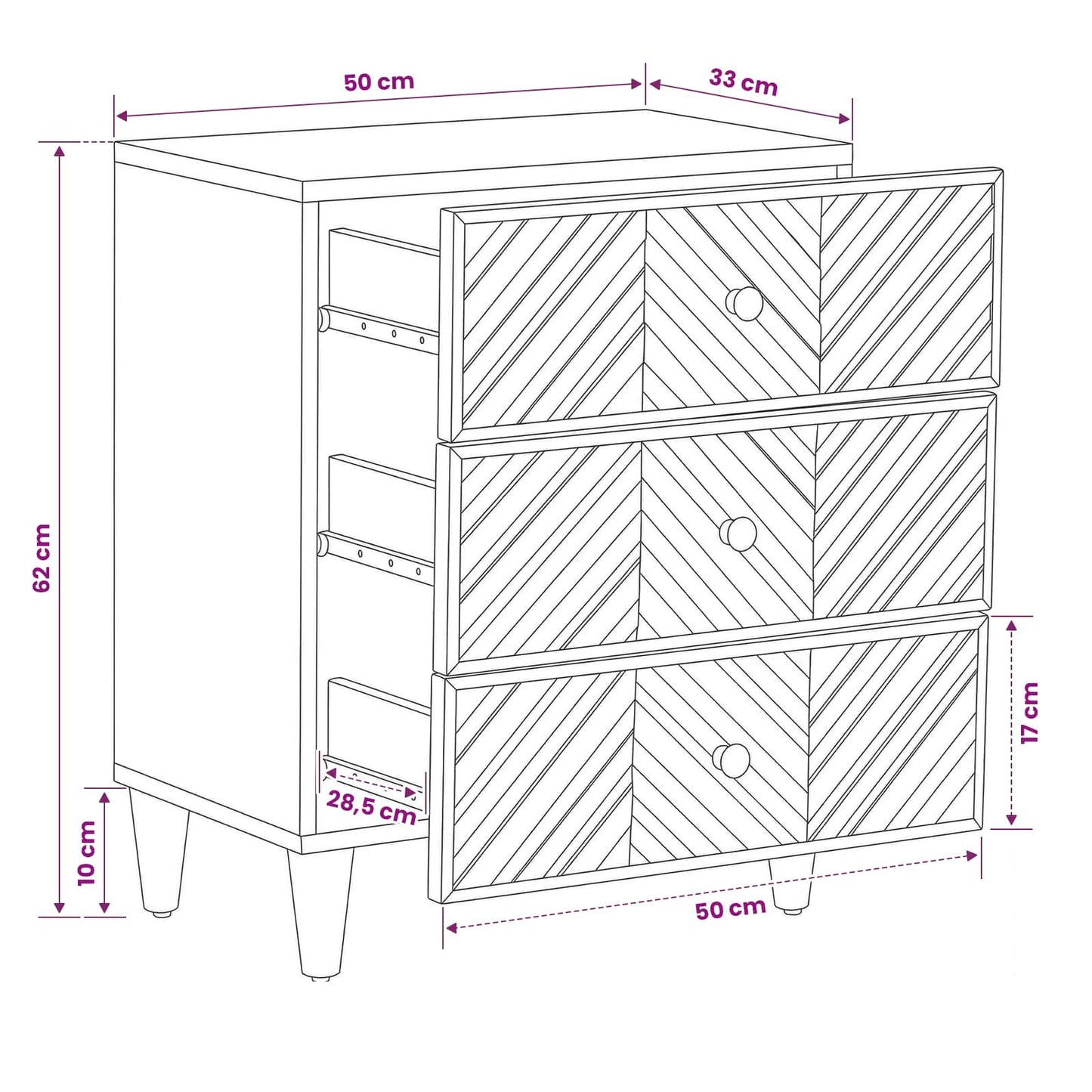 vidaXL Κομοδίνο με συρτάρι Καφέ 50 x 33 x 60 εκ Στερεό ξύλο μάνγκο