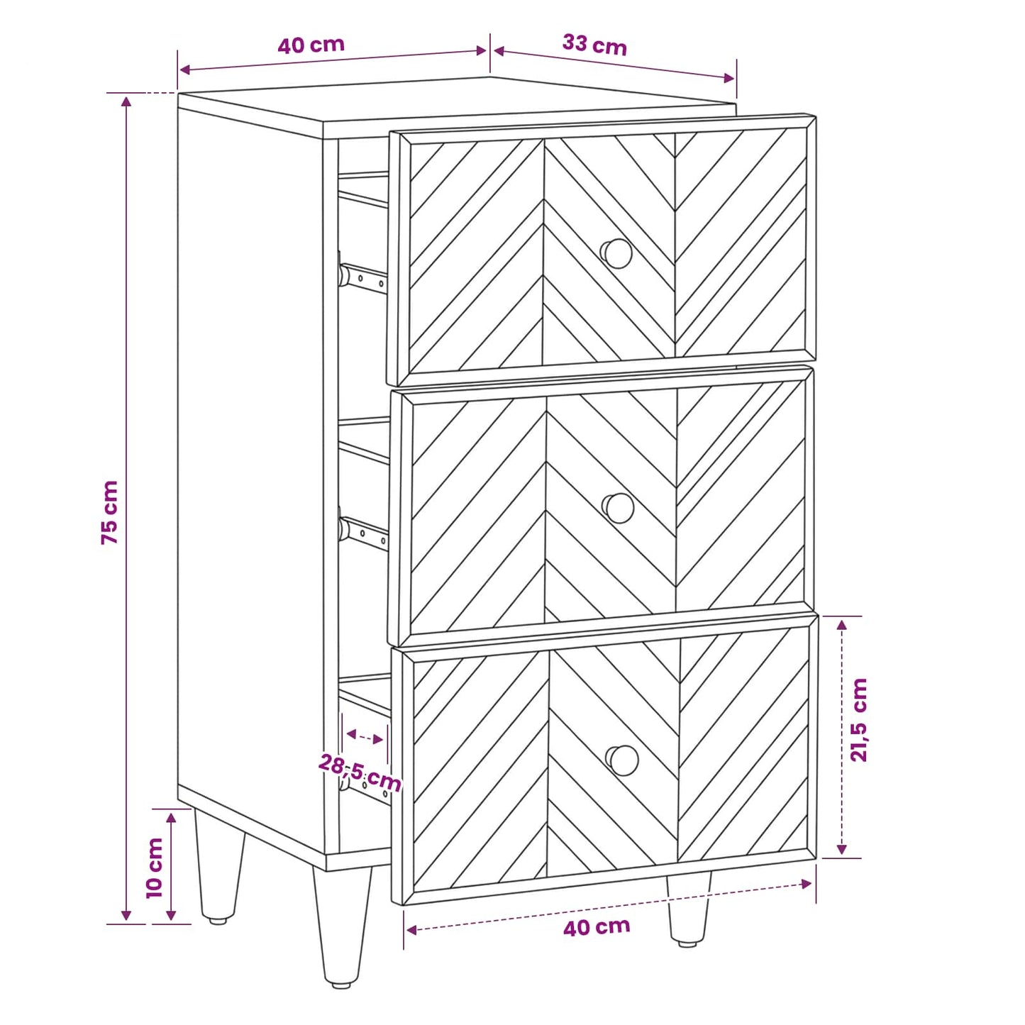 vidaXL Ντουλάπες Αποθήκευσης Καφέ 40 x 33,5 x 75 εκ Στερεό ξύλο μάνγκο