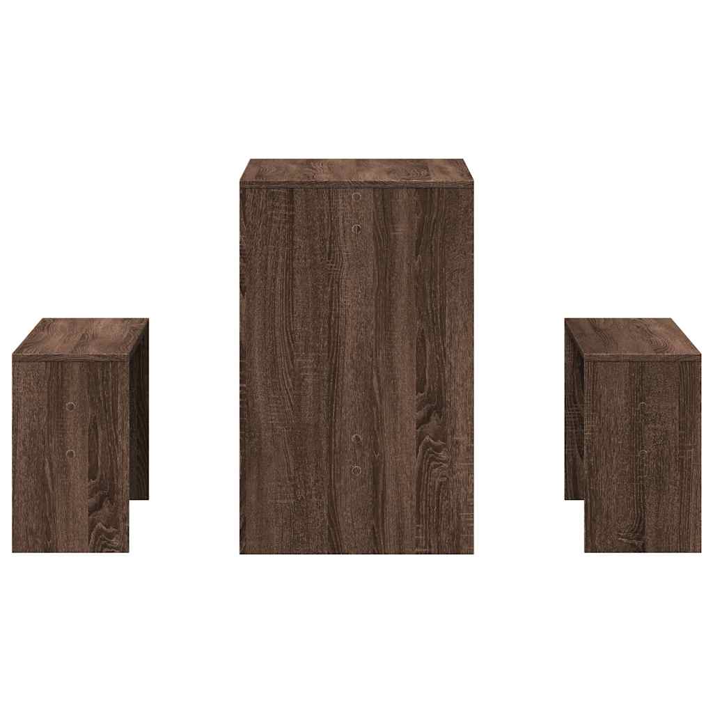 vidaXL Τραπεζαρία 3 τεμαχίων και σετ πάγκων καφέ δρυς