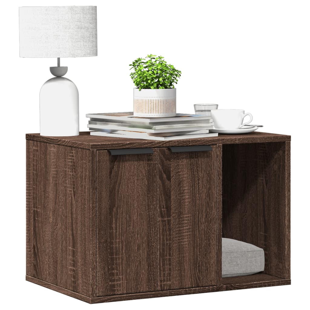 vidaXL Τουαλέτα Γάτας Περίφραξη Καφέ Δρυς 60x40x40 εκ. Επεξ. Ξύλο