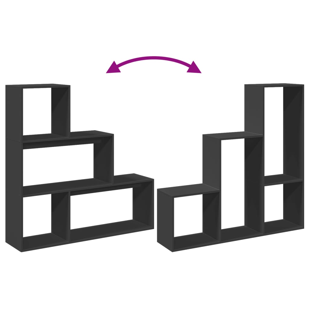 vidaXL Βιβλιοθήκη/Διαχωριστικό Χώρου 3 Επ. Μαύρο 123x29x123εκ Επ. Ξύλο