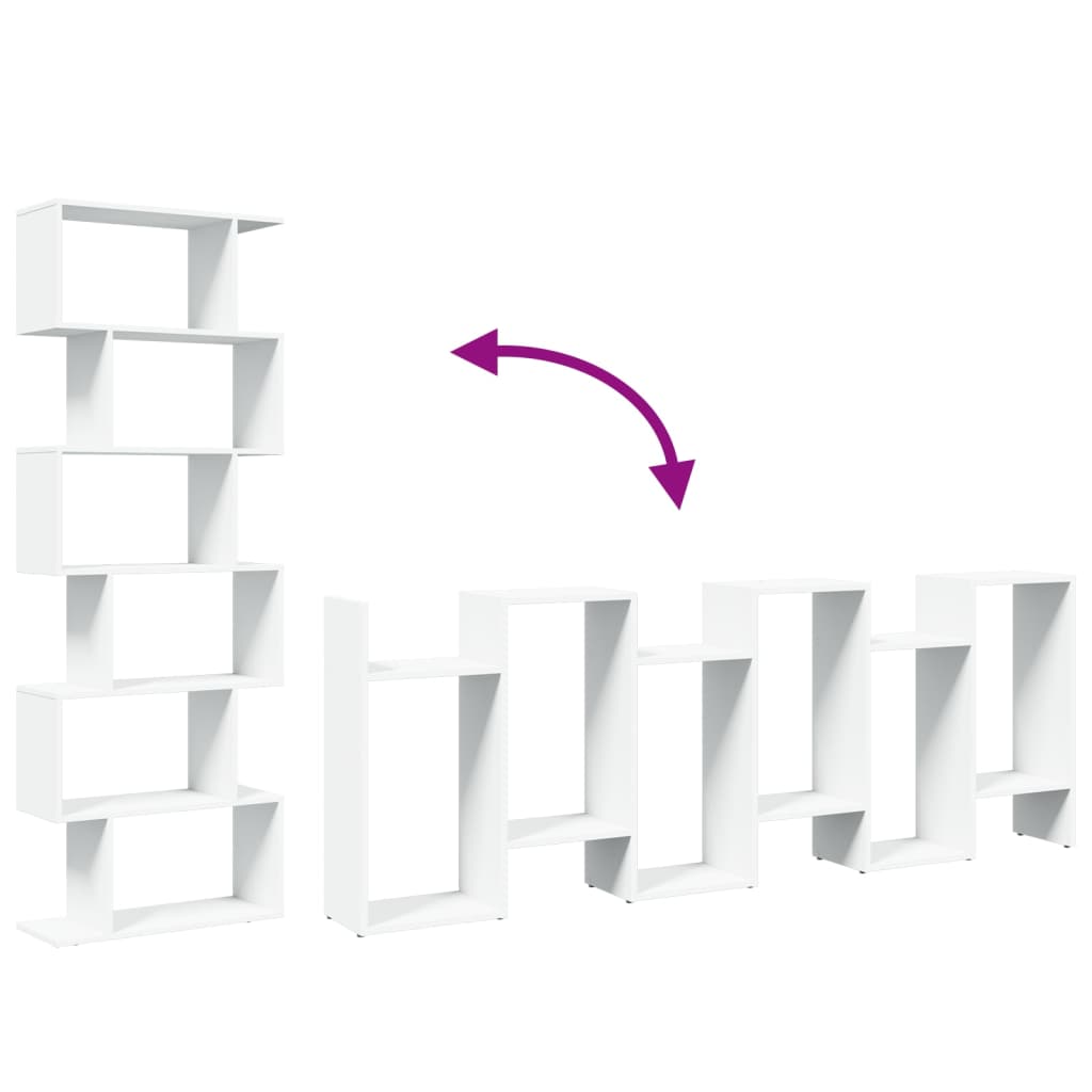 vidaXL Βιβλιοθήκη/Διαχωριστικό Χώρου 6 Επ. Λευκό 70x24x193εκ. Επ. Ξύλο