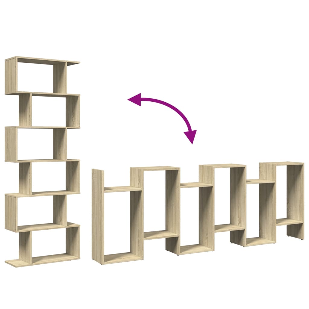 vidaXL Βιβλιοθήκη/Διαχωριστικό Χώρου 6 Επ. Δρυς 70x24x193εκ. Επ. Ξύλο