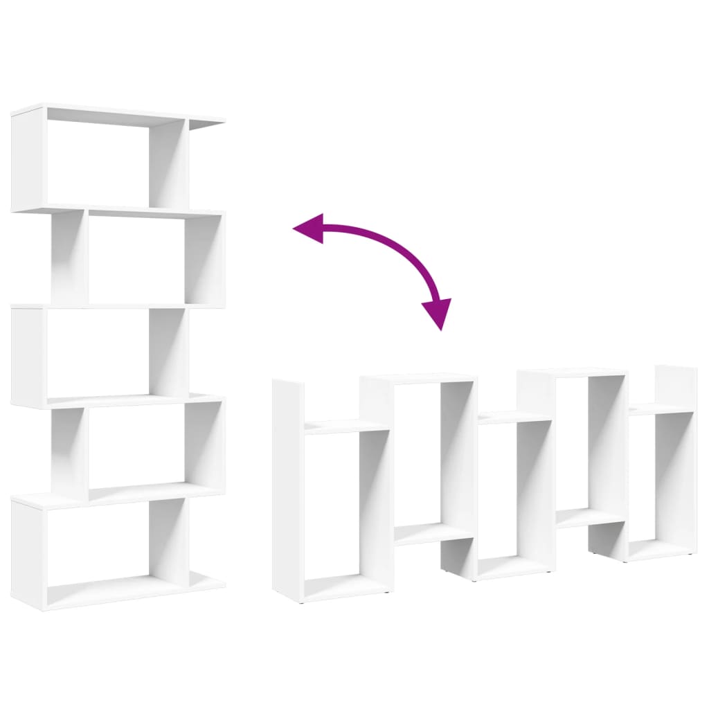 vidaXL Βιβλιοθήκη/Διαχωριστικό Χώρου 5 Επ. Λευκό 70x24x161εκ. Επ. Ξύλο