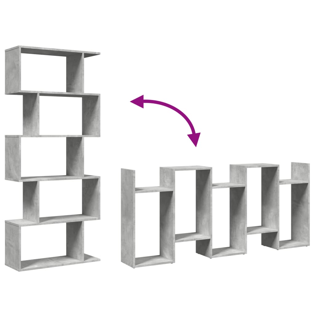 vidaXL Βιβλιοθήκη/Διαχωριστικό Χώρου 5 Επ. Γκρι 70x24x161εκ. Επ. Ξύλο