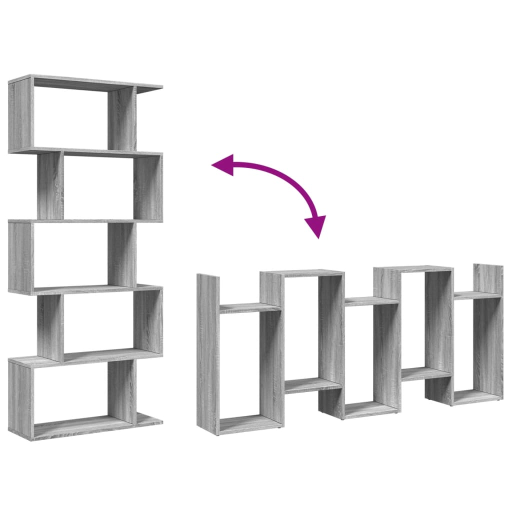 vidaXL Βιβλιοθήκη/Διαχωριστικό Χώρου 5 Επ. Γκρι 70x24x161εκ. Επ. Ξύλο