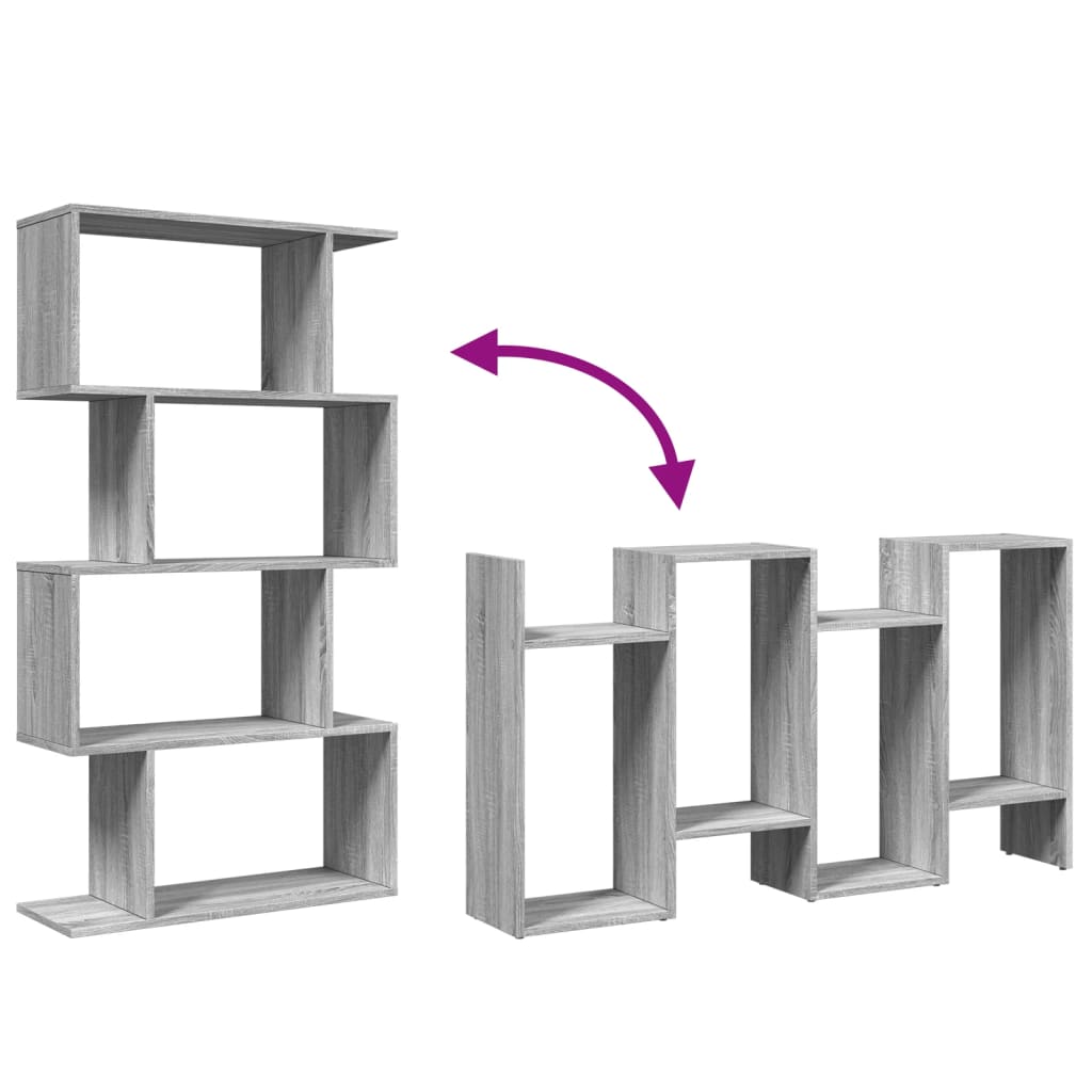 vidaXL Βιβλιοθήκη/Διαχωριστικό Χώρου 4 Επ. Γκρι 70x24x129 εκ. Επ. Ξύλο