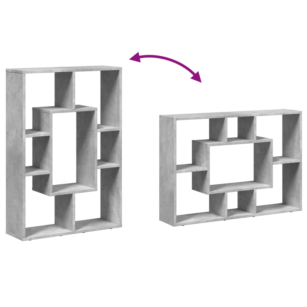 vidaXL Βιβλιοθήκη Γκρι Σκυροδέματος 63x20x90 εκ. Επεξεργ. Ξύλο
