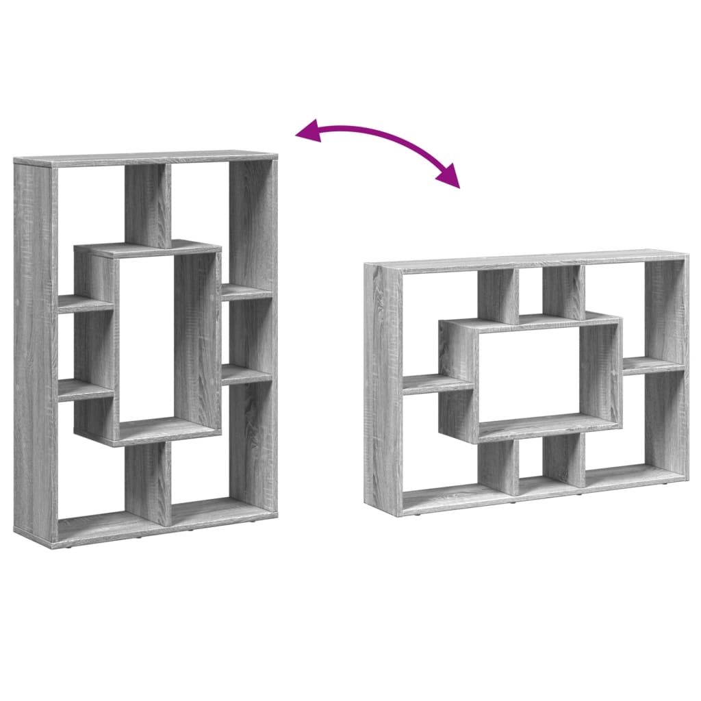 vidaXL Βιβλιοθήκη Γκρι Sonoma 63x20x90 εκ. από Επεξεργ. Ξύλο