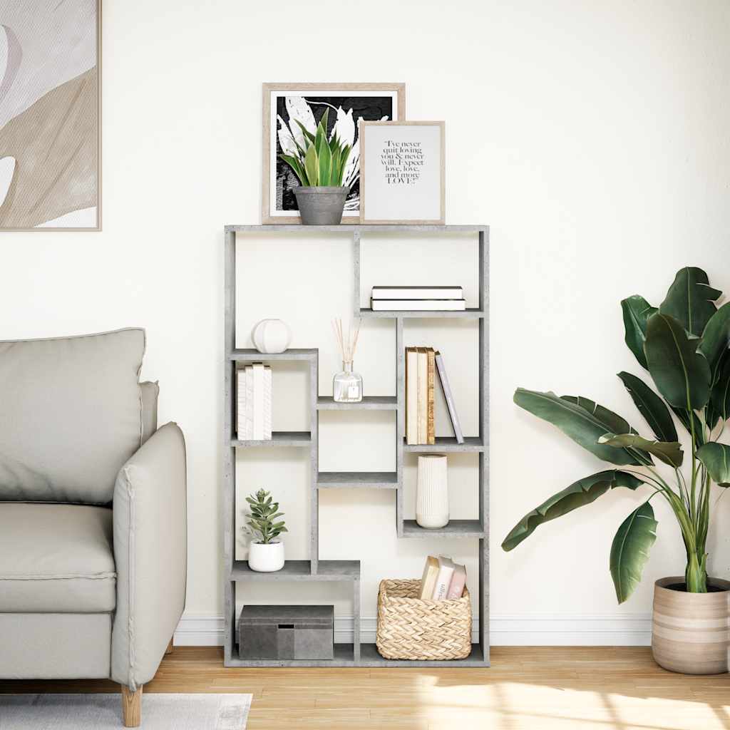 vidaXL Βιβλιοθήκη Γκρι Σκυροδέματος 72x20x120,5 εκ. Επεξεργ. Ξύλο