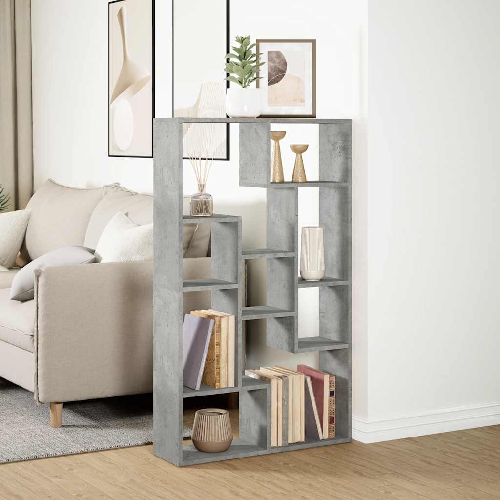 vidaXL Βιβλιοθήκη Γκρι Σκυροδέματος 72x20x120,5 εκ. Επεξεργ. Ξύλο